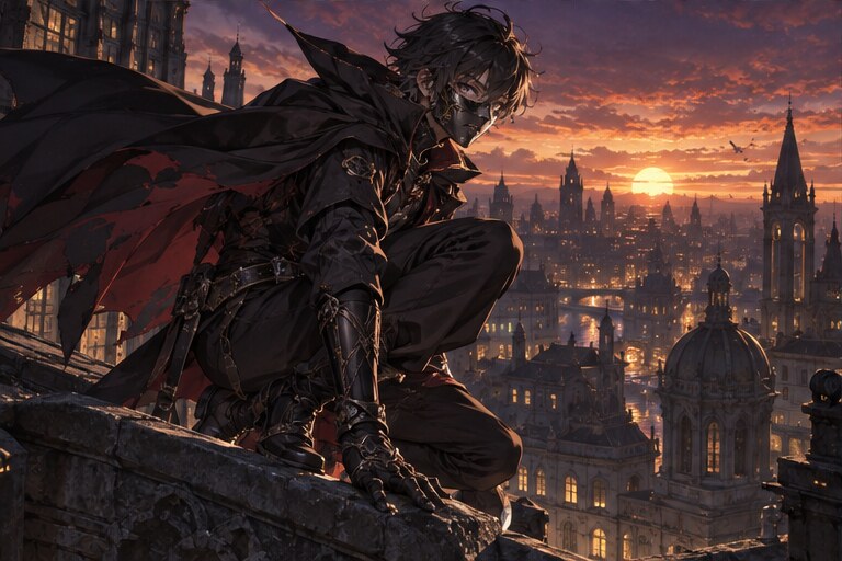 Rooftop masked vigilante style reference