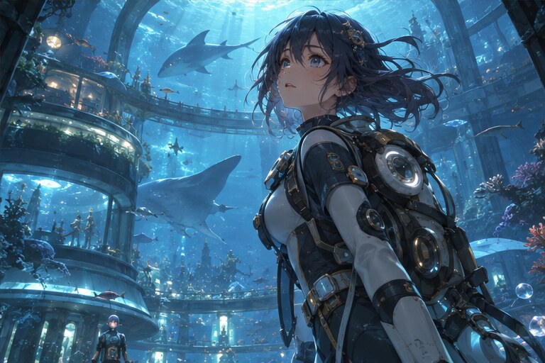 Underwater explorer game character style conversion reference